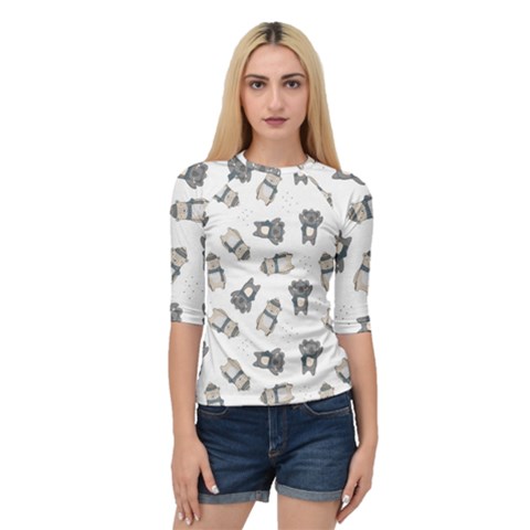 Cute Seamless Pattern With Koala Panda Bear Quarter Sleeve Raglan Tee by Pakemis