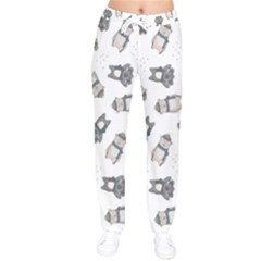 Cute Seamless Pattern With Koala Panda Bear Women Velvet Drawstring Pants by Pakemis