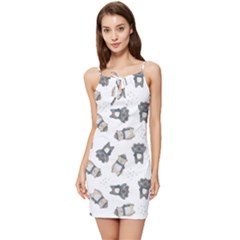 Cute Seamless Pattern With Koala Panda Bear Summer Tie Front Dress by Pakemis