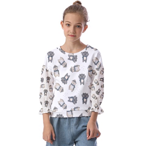 Cute Seamless Pattern With Koala Panda Bear Kids  Cuff Sleeve Top by Pakemis