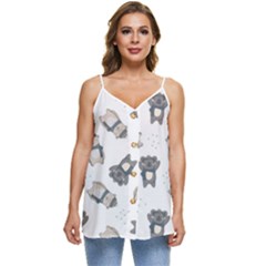 Cute Seamless Pattern With Koala Panda Bear Casual Spaghetti Strap Chiffon Top by Pakemis