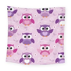 Seamless Cute Colourfull Owl Kids Pattern Square Tapestry (large) by Pakemis