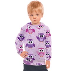 Seamless Cute Colourfull Owl Kids Pattern Kids  Hooded Pullover by Pakemis