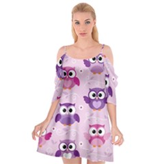 Seamless Cute Colourfull Owl Kids Pattern Cutout Spaghetti Strap Chiffon Dress by Pakemis