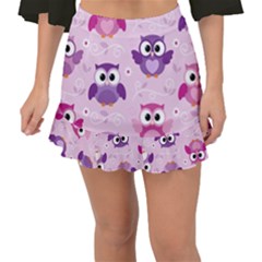 Seamless Cute Colourfull Owl Kids Pattern Fishtail Mini Chiffon Skirt by Pakemis