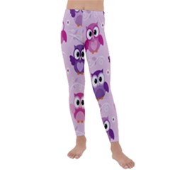 Seamless Cute Colourfull Owl Kids Pattern Kids  Lightweight Velour Leggings by Pakemis