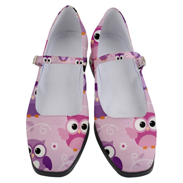 Seamless Cute Colourfull Owl Kids Pattern Women s Mary Jane Shoes