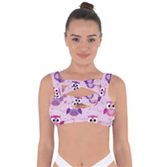 Seamless Cute Colourfull Owl Kids Pattern Bandaged Up Bikini Top by Pakemis