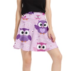 Seamless Cute Colourfull Owl Kids Pattern Waistband Skirt by Pakemis