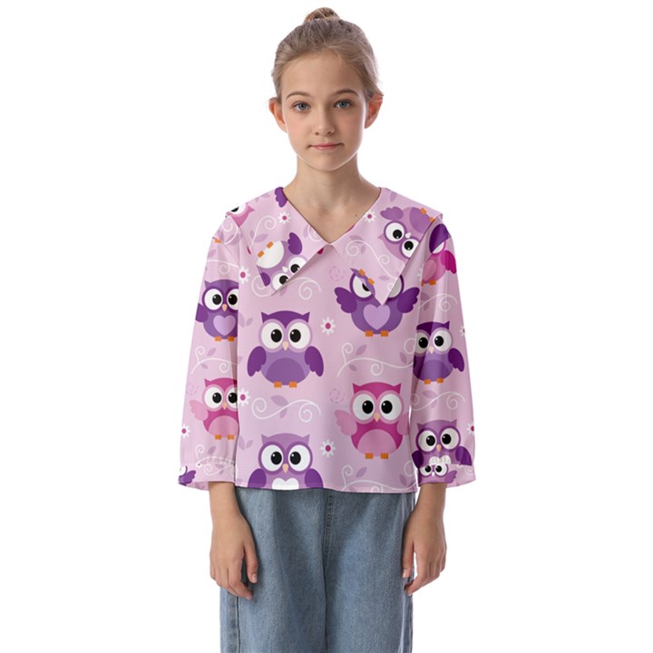 Seamless Cute Colourfull Owl Kids Pattern Kids  Sailor Shirt