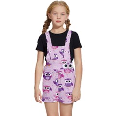 Seamless Cute Colourfull Owl Kids Pattern Kids  Short Overalls by Pakemis