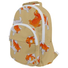 Gold Fish Seamless Pattern Background Rounded Multi Pocket Backpack by Pakemis