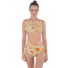 Gold Fish Seamless Pattern Background Bandaged Up Bikini Set  by Pakemis