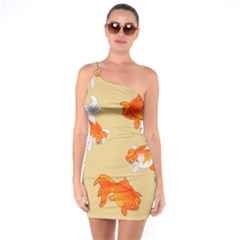 Gold Fish Seamless Pattern Background One Soulder Bodycon Dress by Pakemis