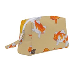 Gold Fish Seamless Pattern Background Wristlet Pouch Bag (medium) by Pakemis