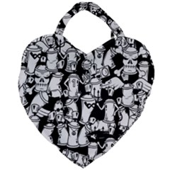 Graffiti Spray Can Characters Seamless Pattern Giant Heart Shaped Tote by Pakemis