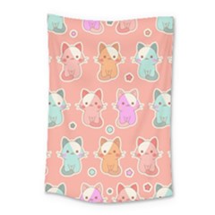 Cute Kawaii Kittens Seamless Pattern Small Tapestry by Pakemis