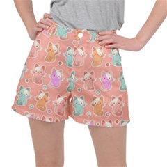 Cute Kawaii Kittens Seamless Pattern Ripstop Shorts by Pakemis