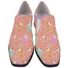 Cute Kawaii Kittens Seamless Pattern Women Slip On Heel Loafers by Pakemis