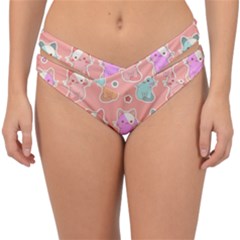 Cute Kawaii Kittens Seamless Pattern Double Strap Halter Bikini Bottom by Pakemis