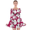 Terrible Frightening Seamless Pattern With Skull Long Sleeve Skater Dress View1