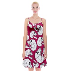 Terrible Frightening Seamless Pattern With Skull Spaghetti Strap Velvet Dress by Pakemis