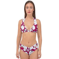 Terrible Frightening Seamless Pattern With Skull Double Strap Halter Bikini Set by Pakemis