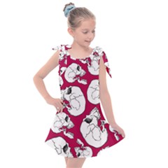 Terrible Frightening Seamless Pattern With Skull Kids  Tie Up Tunic Dress by Pakemis