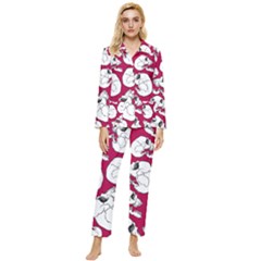 Terrible Frightening Seamless Pattern With Skull Womens  Long Sleeve Velvet Pocket Pajamas Set by Pakemis