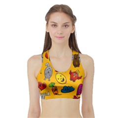 Graffiti Characters Seamless Ornament Sports Bra With Border by Pakemis