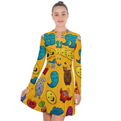 Graffiti Characters Seamless Ornament Long Sleeve Panel Dress by Pakemis