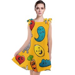 Graffiti Characters Seamless Ornament Tie Up Tunic Dress