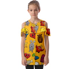 Graffiti Characters Seamless Ornament Fold Over Open Sleeve Top by Pakemis