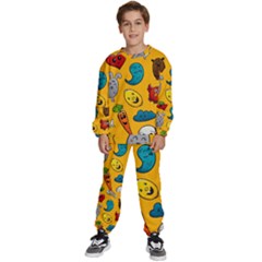 Graffiti Characters Seamless Ornament Kids  Sweatshirt Set