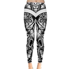 Tiger Illustration Vintage Border Frame Engraving With Retro Ornament Pattern Antique Rococo Style D Inside Out Leggings