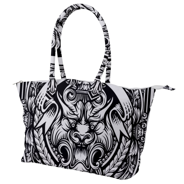 Tiger Illustration Vintage Border Frame Engraving With Retro Ornament Pattern Antique Rococo Style D Canvas Shoulder Bag