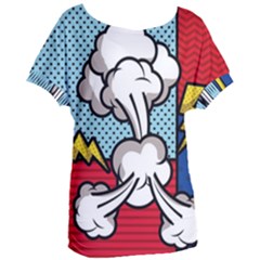 Rays Smoke Pop Art Style Vector Illustration Women s Oversized Tee by Pakemis