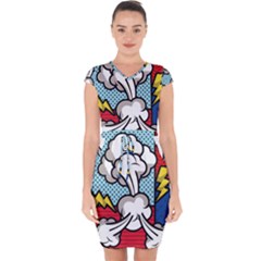 Rays Smoke Pop Art Style Vector Illustration Capsleeve Drawstring Dress  by Pakemis