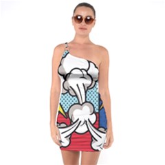 Rays Smoke Pop Art Style Vector Illustration One Soulder Bodycon Dress by Pakemis