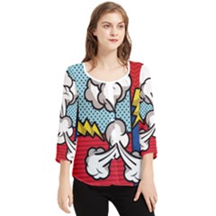 Rays Smoke Pop Art Style Vector Illustration Chiffon Quarter Sleeve Blouse by Pakemis