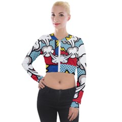 Rays Smoke Pop Art Style Vector Illustration Long Sleeve Cropped Velvet Jacket by Pakemis