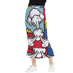 Rays Smoke Pop Art Style Vector Illustration Maxi Fishtail Chiffon Skirt by Pakemis