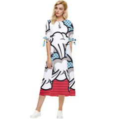 Rays Smoke Pop Art Style Vector Illustration Bow Sleeve Chiffon Midi Dress by Pakemis