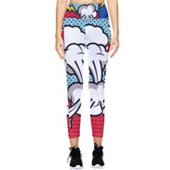 Rays Smoke Pop Art Style Vector Illustration Pocket Leggings  by Pakemis