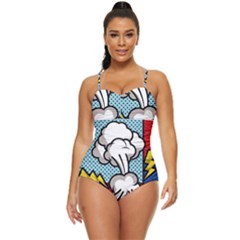 Rays Smoke Pop Art Style Vector Illustration Retro Full Coverage Swimsuit by Pakemis