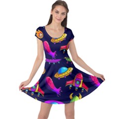 Space Pattern Cap Sleeve Dress by Pakemis