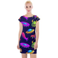 Space Pattern Cap Sleeve Bodycon Dress by Pakemis