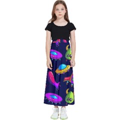 Space Pattern Kids  Flared Maxi Skirt by Pakemis