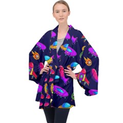 Space Pattern Long Sleeve Velvet Kimono  by Pakemis