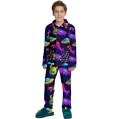 Space Pattern Kids  Long Sleeve Velvet Pajamas Set by Pakemis